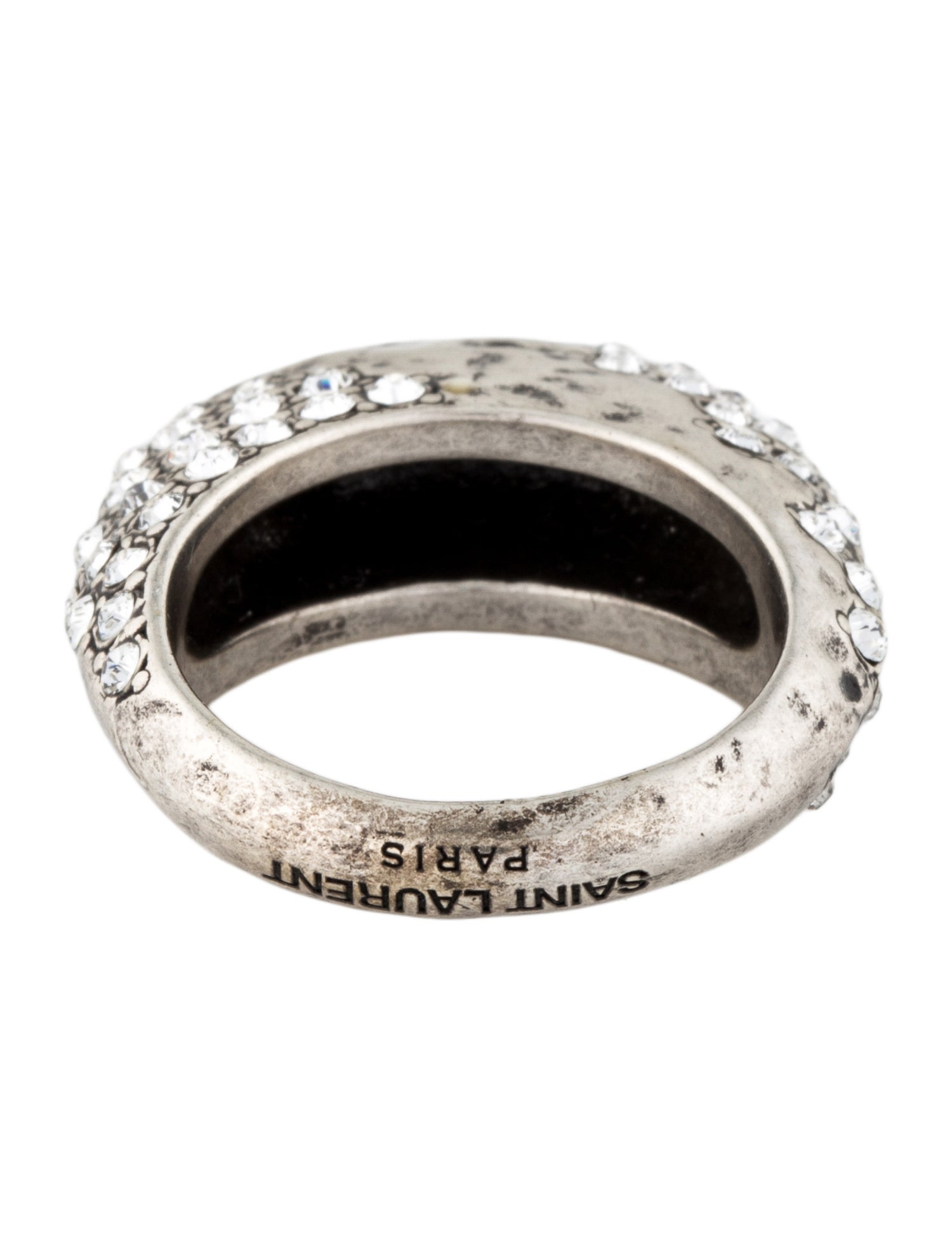 Saint Laurent Crystal Bague Oeuf Arty Ring